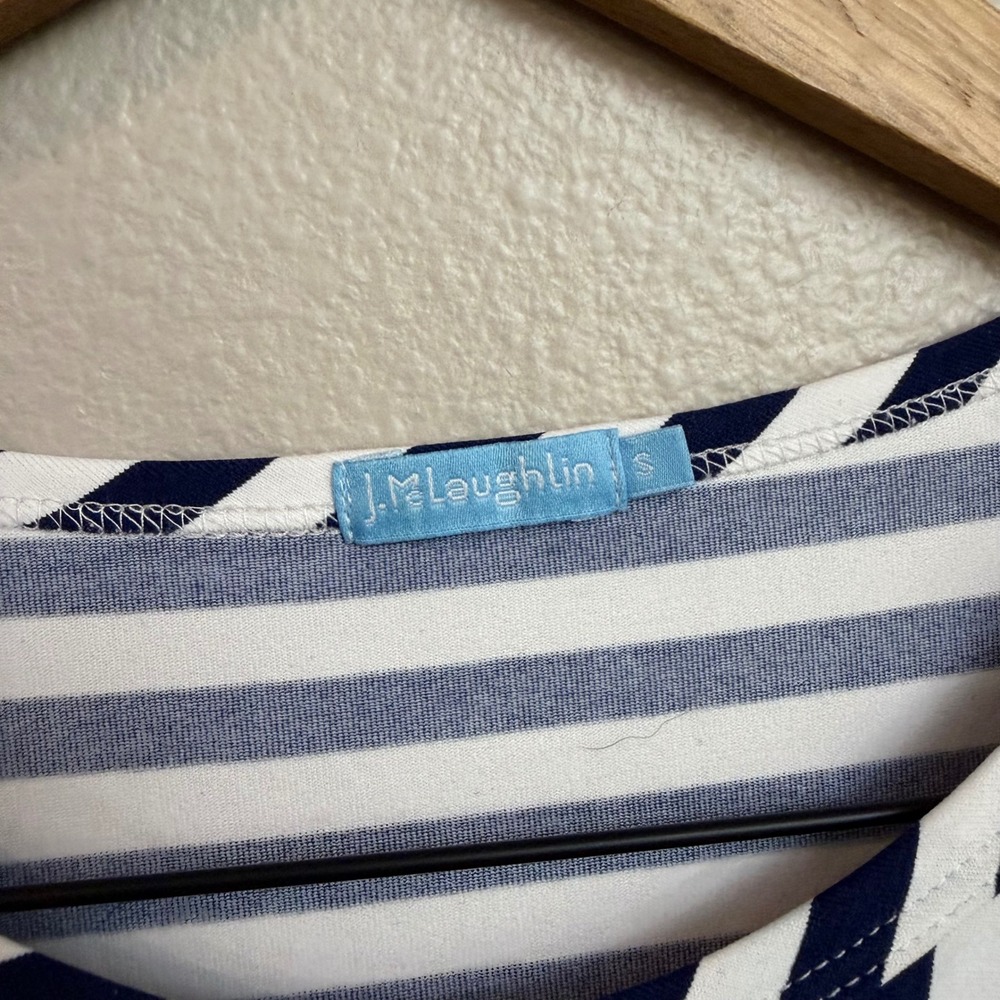 J.McLaughlin Sleeveless Top Small Navy White Striped Catalina Cloth Nautical - Picture 3 of 7